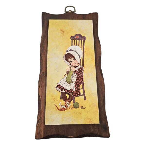 Vintage Homco Country Cousins Wall Plaques Set of 2 Bomar 1259 Stained Wood - Picture 2 of 11